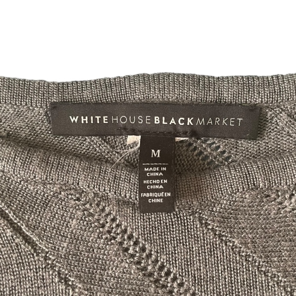 #16 White House Black Market Sparkly Silver-Gray Batwing Sleeve Handkerchief Top - Picture 5 of 9